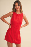 IR2451 LINEN SLEEVELESS MINI DRESS WITH BUILT IN SHORTS