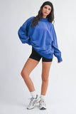 9164HK Oversized Mock Neck Washed Sweatshirt