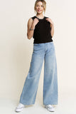 HQP0001-DENIM WIDE LEG JEANS-BROKEN