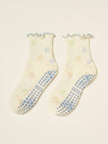 Smiley Face Ruffle Grip Sock, Pilates Socks
