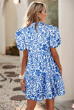 LDC Flower Print Puff Sleeve Tiered Dress