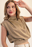 High Neck Back Zipper Top