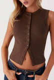 Ribbed Buttoned tank top crewneck vest