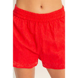 Eyelet Elastic Shorts With Pockets
