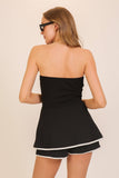 Chic Contrast Trim Strapless Romper