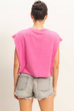 Crew Neck Boxy Sleeveless Cropped Top