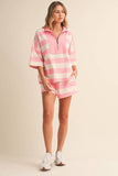 IST5983-A  STRIPED HALF ZIP TOP AND SHORTS SET