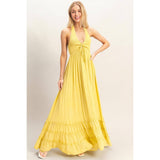 Halter Neck Smocked Maxi Dress