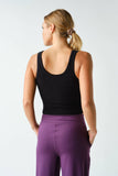 Ribbed Scoop-Neck Built-in-Bra Tank Top