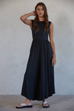 L9334 | Knit Polyester Spandex Open Back Wide Leg Jumpsuit