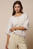 Color Block Button Down Sweater Top