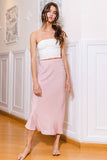 Solid Satin Midi Skirt