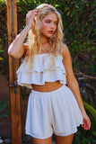 T2540 Solid Tiered Tube Crop Top