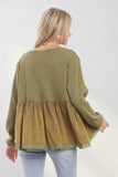 MINERAL WASHED BABYDOLL TUNIC TOP - RET3678WN