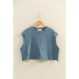 Crew Neck Boxy Sleeveless Cropped Top