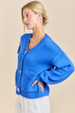 Chunky Knit Button-Up Cardigan With Gold Buttons