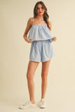 IST5868 STRIPED POPLIN CAMI  AND SHORTS SET