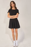D4338 Seamed A-Line Flare Solid Mini Dress