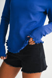 8414IN Thermal Knit Lettuce Edge Long Sleeve Top