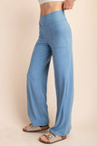 P476337 V WAIST WIDE RECYCLED BUTTER PANT