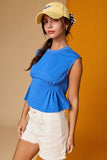 PT19612 Side Pleats Sleeveless Tee