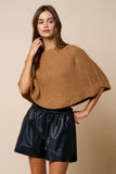 Ribbed Knit Round Neck Poncho