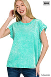 Plus Crinkle Washed Round Neck Tee