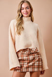 Textured Plaid Mini Skort W/ Oversized Belt & Buckle Detail