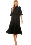 Black Button Up Midi Dress