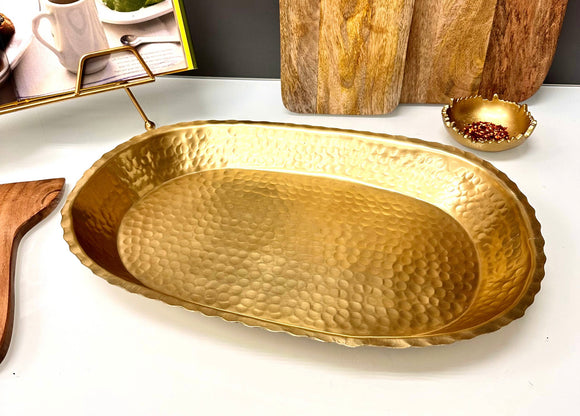 Gold Hammered Oval Tray