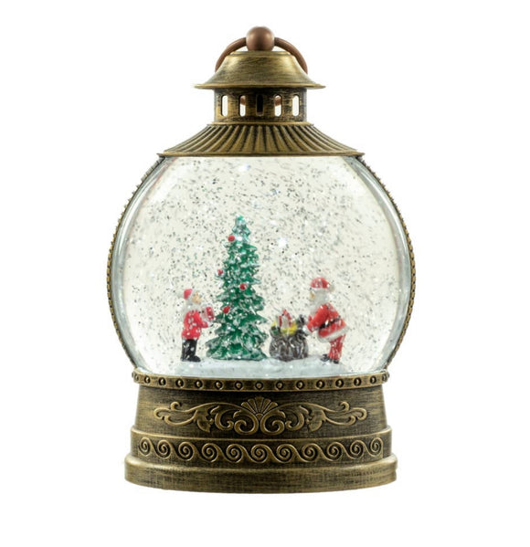 Antique Gold Santa Snow Globe
